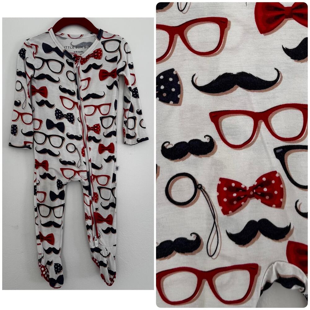 Little Bum Bums Bamboo Mustache and Glasses Sleeper